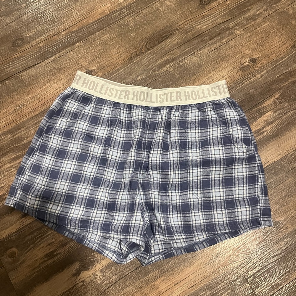 Hollister Navy and White Plaid Boxers